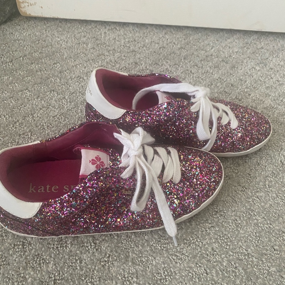 Kate Spade Pink and White Glitter Sneakers